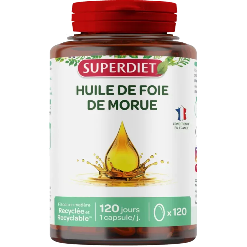 Superdiet Huile de Foie de Morue 120 gélules - Univers Pharmacie