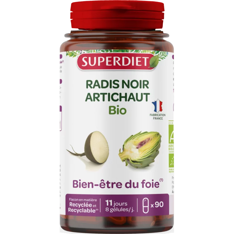 Superdiet Radis Noir Artichaut Bio 90 gélules - Univers Pharmacie