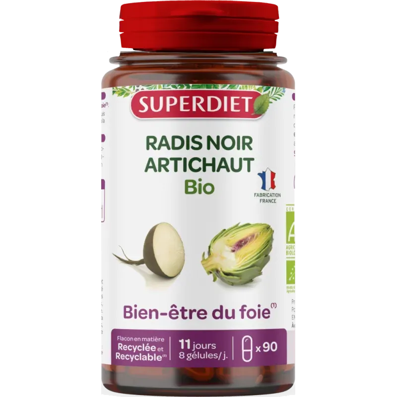 Superdiet Radis Noir Artichaut Bio 90 gélules - Univers Pharmacie
