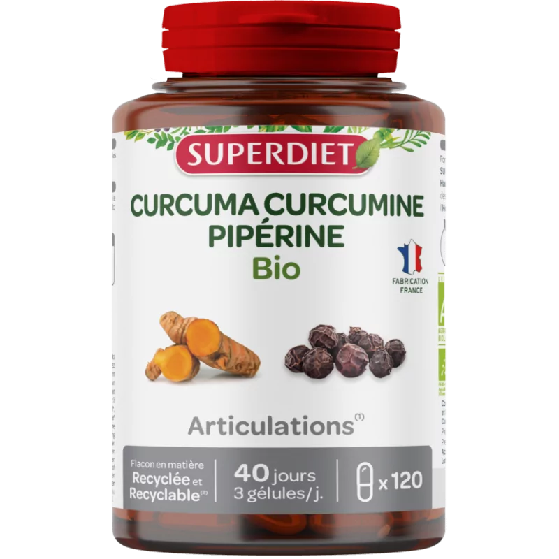 Superdiet Curcuma Curcumine Pipérine Bio 120 gélules - Univers Pharmacie