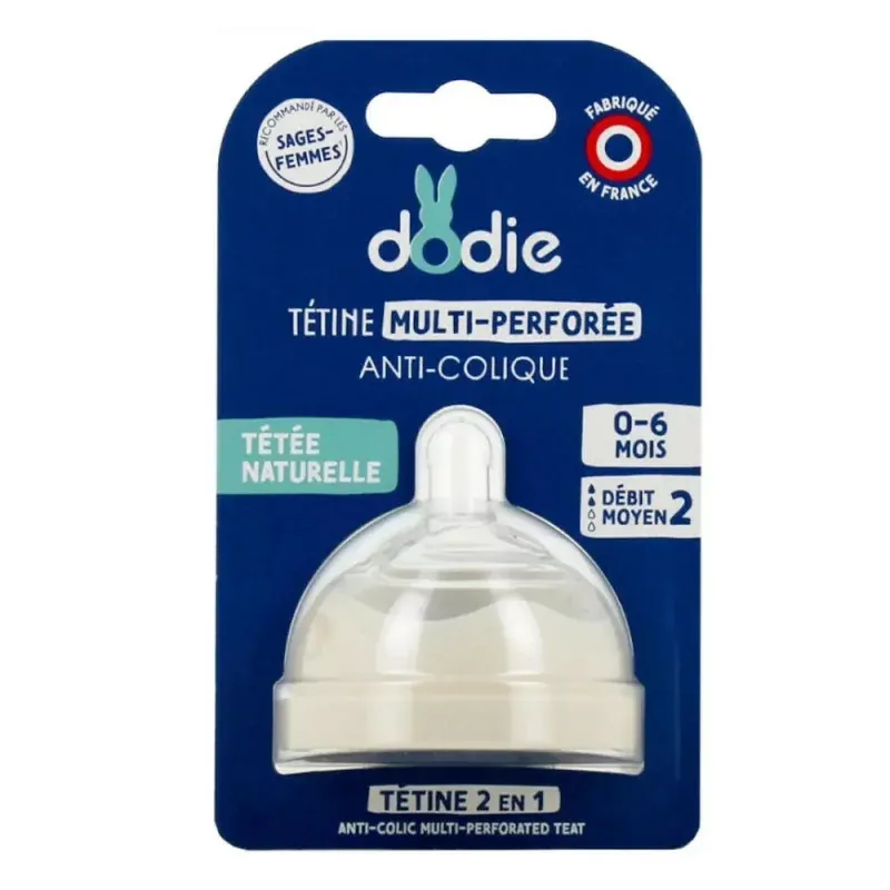 Dodie Tétine Multi-perforée Anti-colique 0-6 mois Débit 2 - Univers Pharmacie