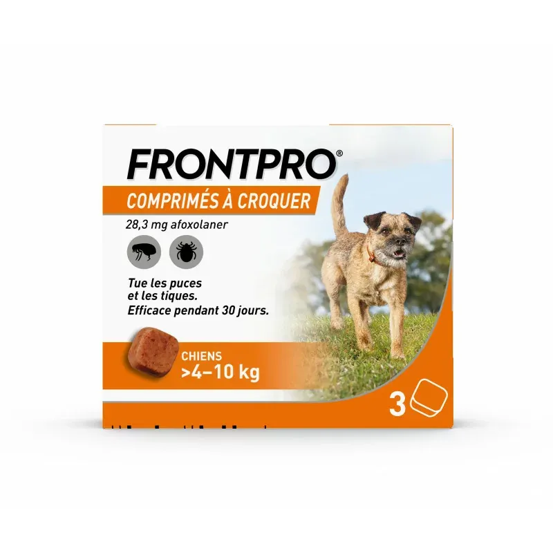 Frontpro Chiens 4-10kg 3 comprimés à croquer - Univers Pharmacie Frontpro Chiens 4-10kg 3 comprimés à croquer - Univers Pharmacie