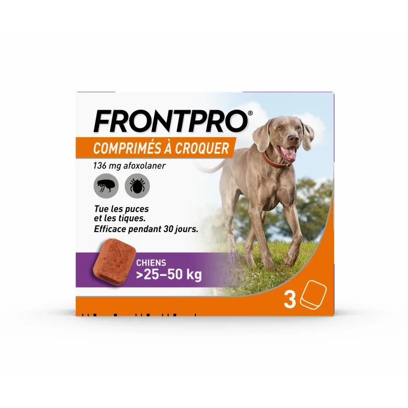 Frontpro Chiens 25-50kg 3 comprimés à croquer - Univers Pharmacie