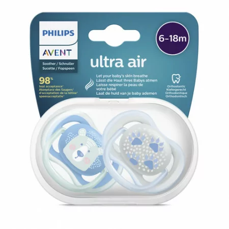 Philips Avent Ultra Air Sucette 6-18m Ours X2 - Univers Pharmacie
