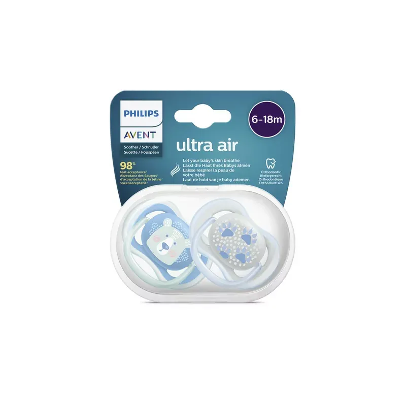 Philips Avent Ultra Air Sucette 6-18m Ours X2 - Univers Pharmacie