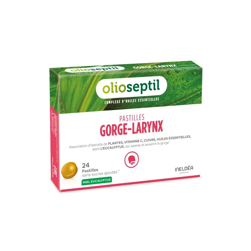 Olioseptil Gorge Larynx Miel Eucalyptus 24 pastilles - Univers Pharmacie