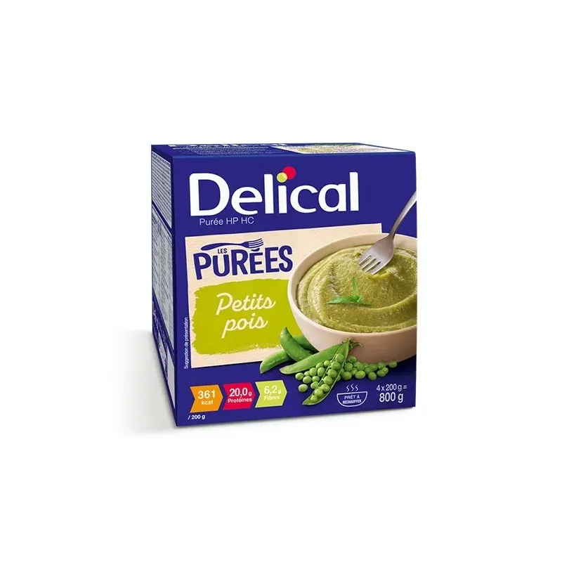 Delical Purée HP HC Petits Pois 4X200g - Univers Pharmacie