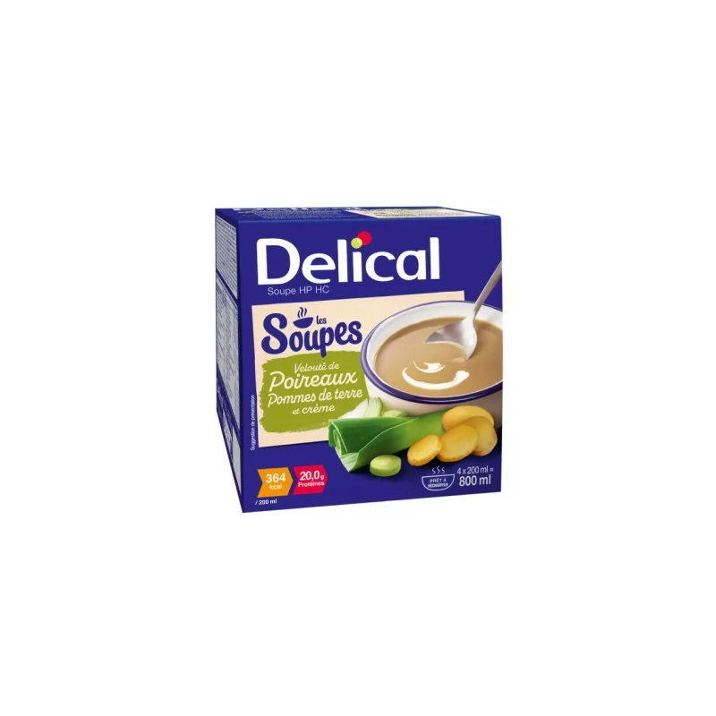 Delical Soupe HP HC Poireaux Pommes de Terre 4X200ml - Univers Pharmacie