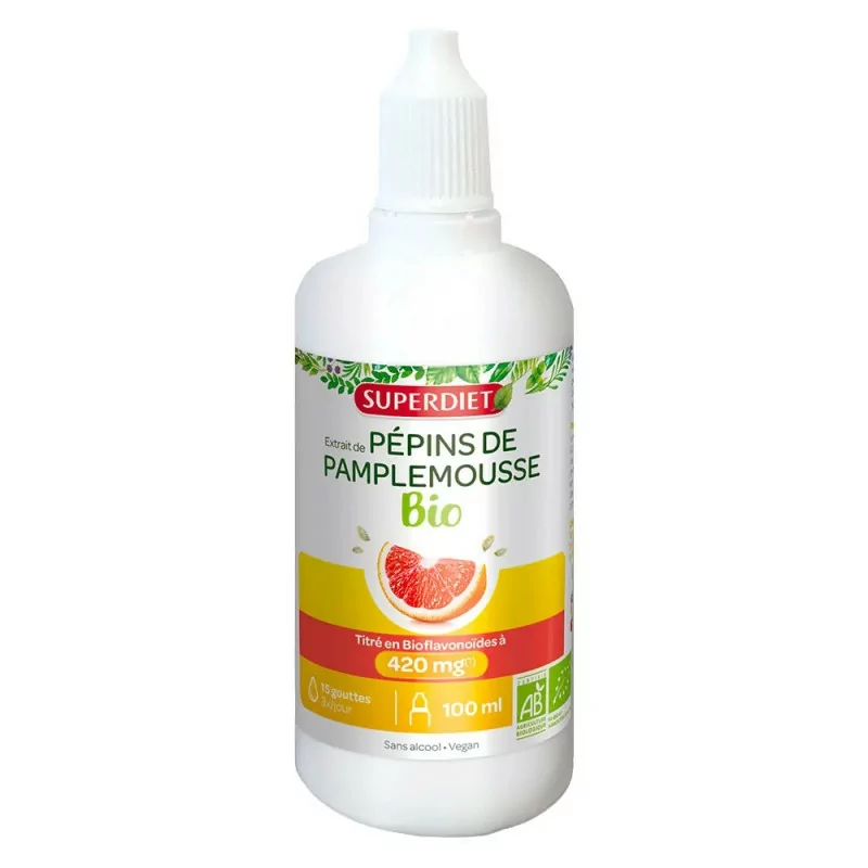 Superdiet Extrait de Pépins de Pamplemousse Bio 420mg 100ml - Univers Pharmacie