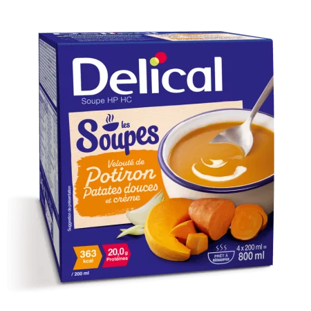 Delical Soupe HP HC Potiron Patates Douce et Crème 4X200ml - Univers Pharmacie