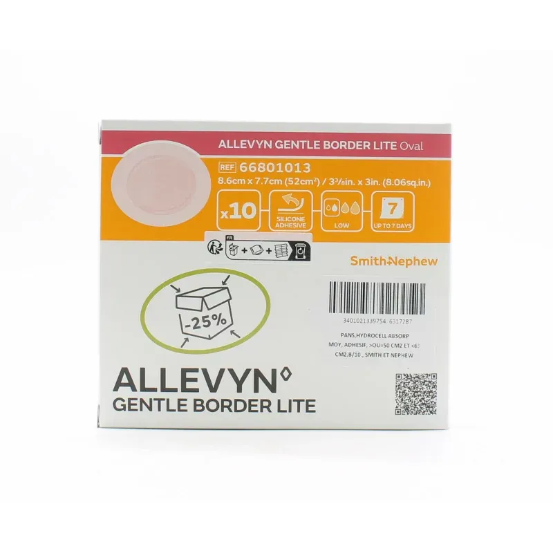 Allevyn Gentle Border Lite Oval Pansement 8,6 X 7,7cm 10 pièces - Univers Pharmacie