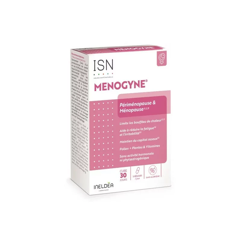 ISN Menogyne Périménopause & Ménopause 60 gélules - Univers Pharmacie