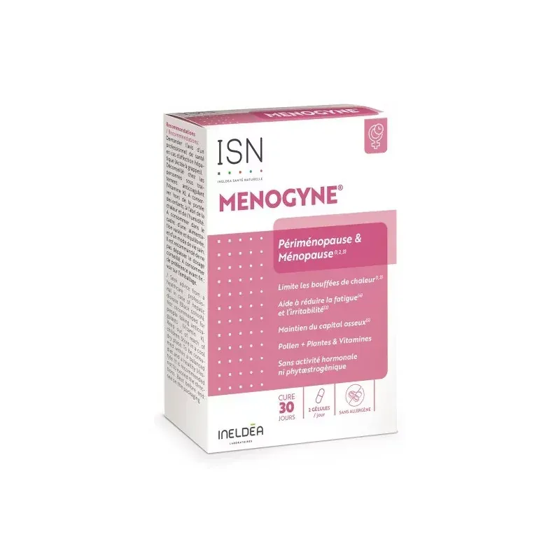 ISN Menogyne Périménopause & Ménopause 60 gélules - Univers Pharmacie