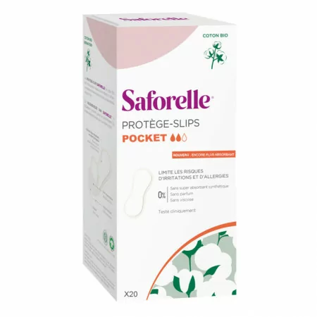 Saforelle Protège-slips Pocket Coton Bio x20 - Univers Pharmacie