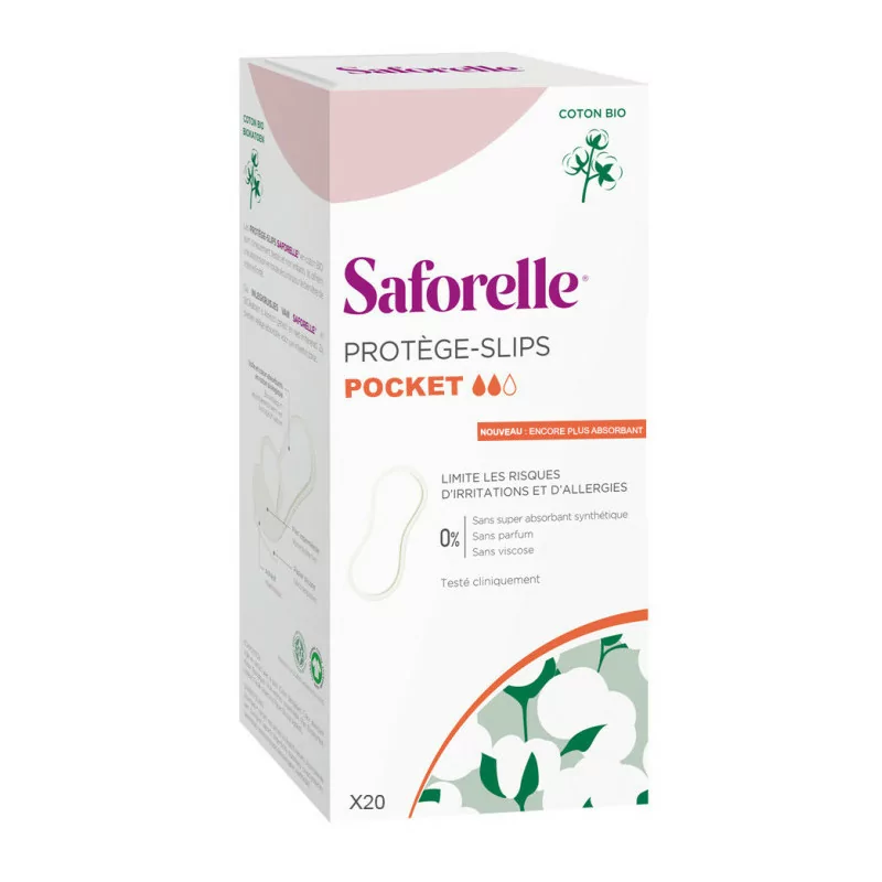 Saforelle Protège-slips Pocket Coton Bio x20 - Univers Pharmacie