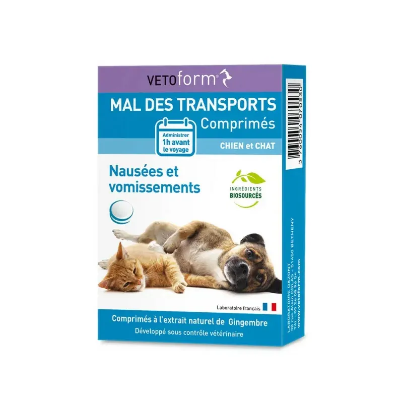 Vetoform Mal des Transports Chiens et Chats 30 comprimés - Univers Pharmacie