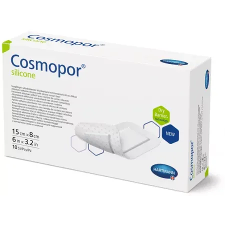 Cosmopor Silicone Pansement Absorbant Adhésif 15X8cm 10 pièces - Univers Pharmacie
