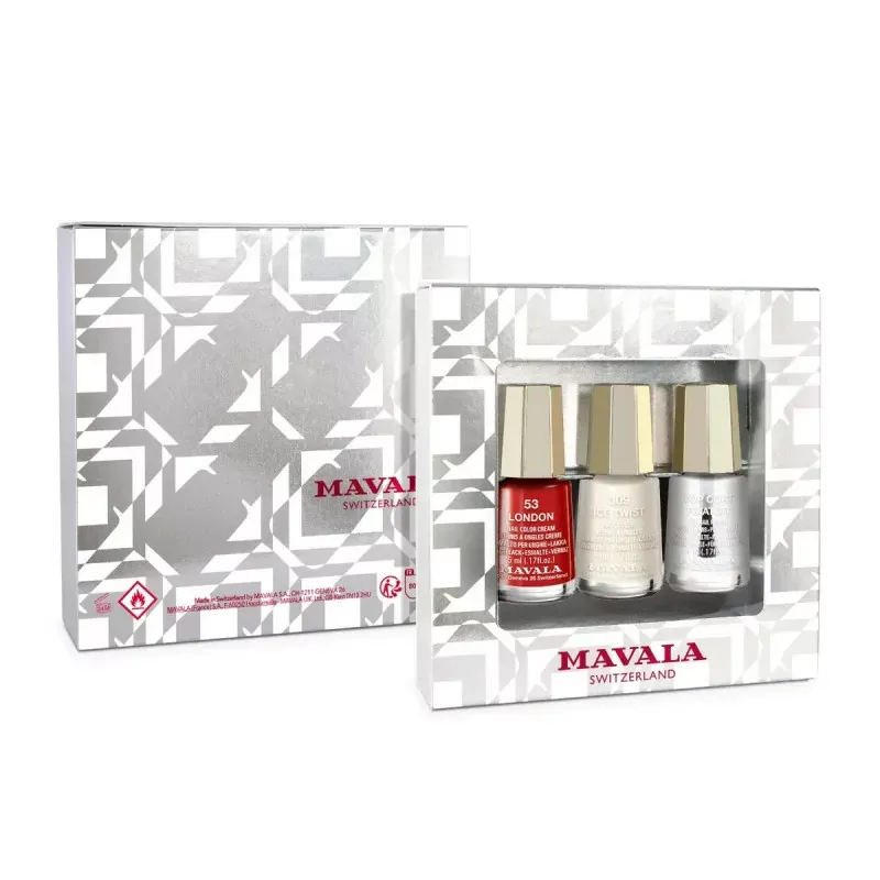 Mavala Coffret Mini Color Vernis à Ongles Vernis à Ongles 53 London 309 Ice Twist Top Coat 3X5ml- Univers Pharmacie