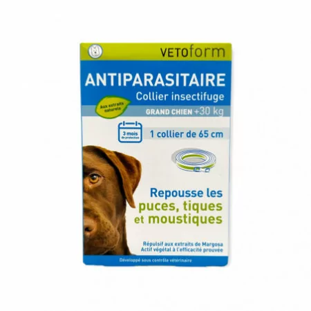 Vetoform Antiparasitaire Collier Insectifuge Grand Chien 65cm - Univers Pharmacie