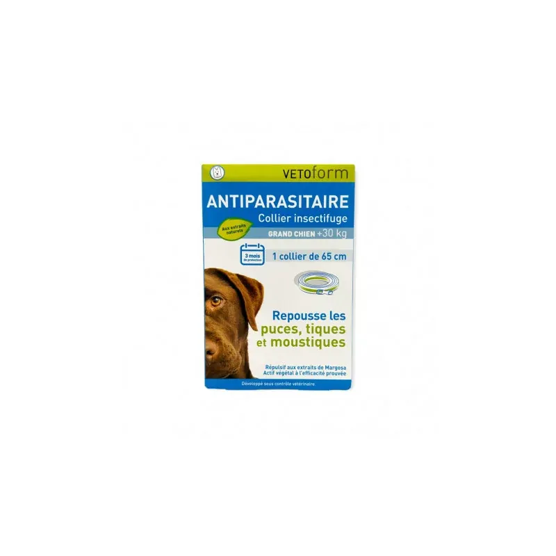 Vetoform Antiparasitaire Collier Insectifuge Grand Chien 65cm - Univers Pharmacie