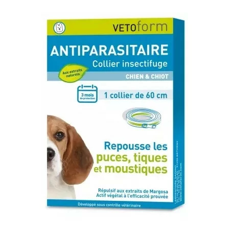 Vetoform Antiparasitaire Collier Insectifuge Chien & Chiot 60cm - Univers Pharmacie