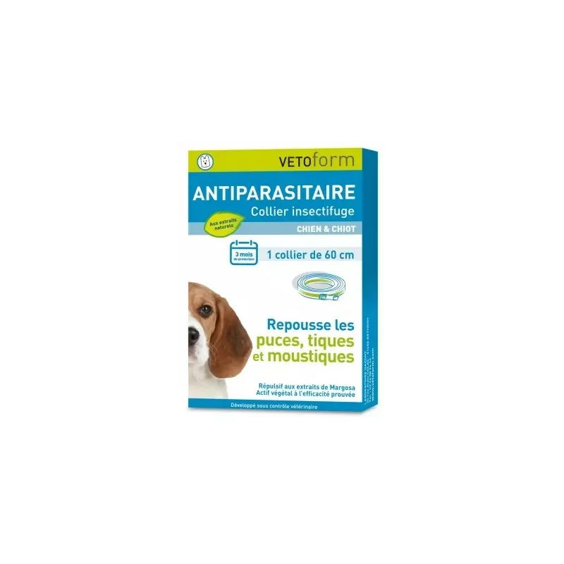 Vetoform Antiparasitaire Collier Insectifuge Chien & Chiot 60cm - Univers Pharmacie