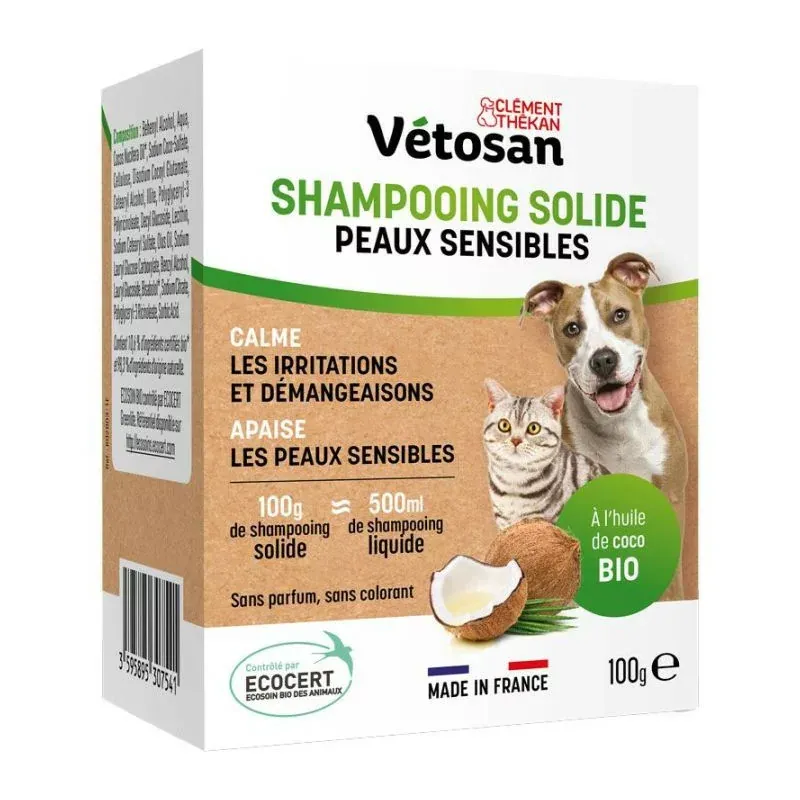 Clément Thékan Vétosan Shampooing Solide Peaux Sensibles 100g - Univers Pharmacie