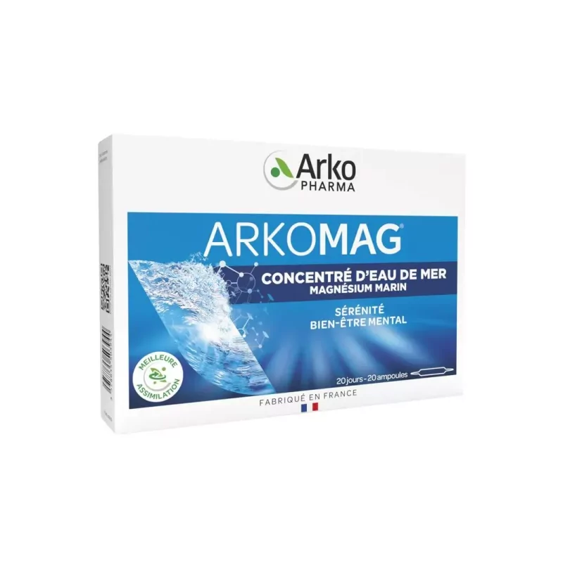 Arkopharma Arkomag Concentré d'Eau de Mer Magnésium Marin 20 ampoules - Univers Pharmacie