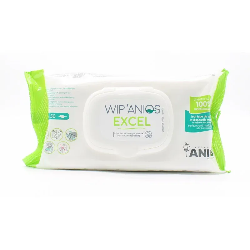 Wip'Anios Excel Lingettes X50 - Univers Pharmacie