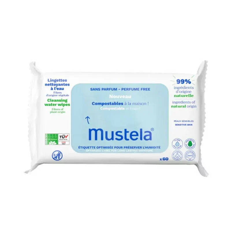 Mustela Lingettes Nettoyantes à l'Eau X60 - Univers Pharmacie