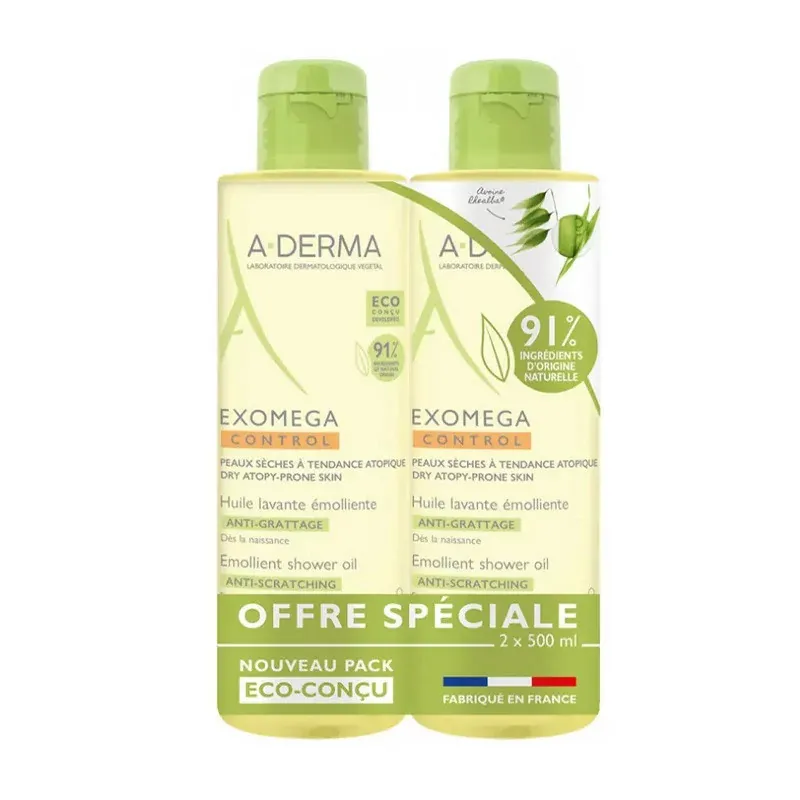 A-Derma Exomega Control Huile Lavante Émolliente 2X500ml A-Derma Exomega Control Huile Lavante Émolliente 2X500ml