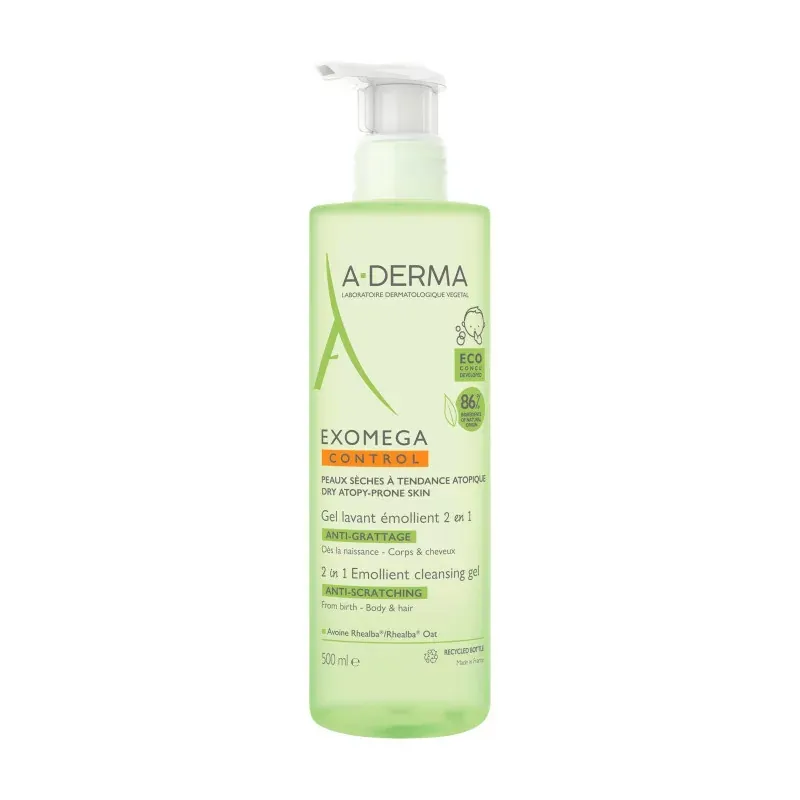 A-Derma Exomega Gel Lavant Emollient Corps et Cheveux 500ml - Univers Pharmacie