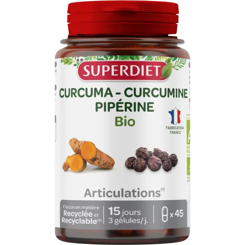Superdiet Curcuma Curcumine Pipérine Bio 45 gélules - Univers Pharmacie