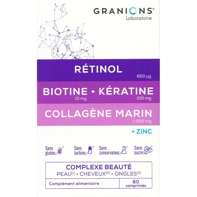 Granions Complexe Beauté Peau Cheveux Ongles 60 comprimés - Univers Pharmacie