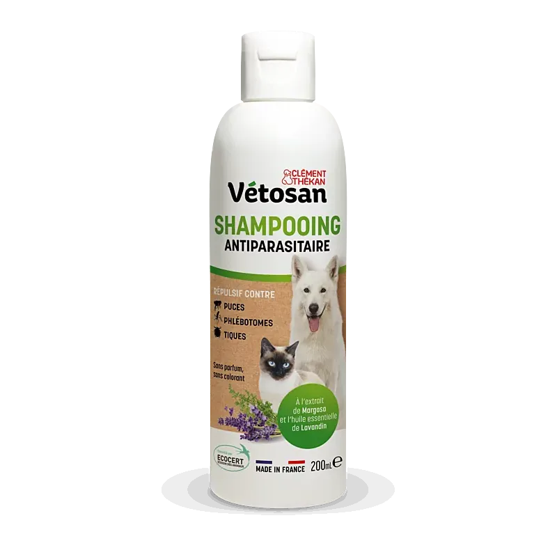 Clément Thékan Vétosan Shampooing Antiparasitaire 200ml - Univers Pharmacie