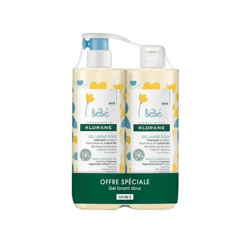 Klorane Bébé Gel Lavant Doux 2X500ml - Univers Pharmacie