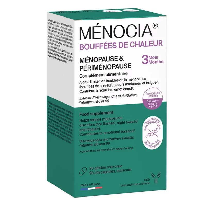 Ménocia Bouffées de chaleur 3 mois 90 gélules - Univers Pharmacie