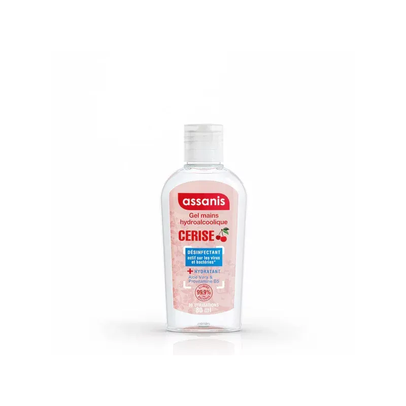 Assanis Gel Mains Hydroalcoolique Cerise 80ml - Univers Pharmacie