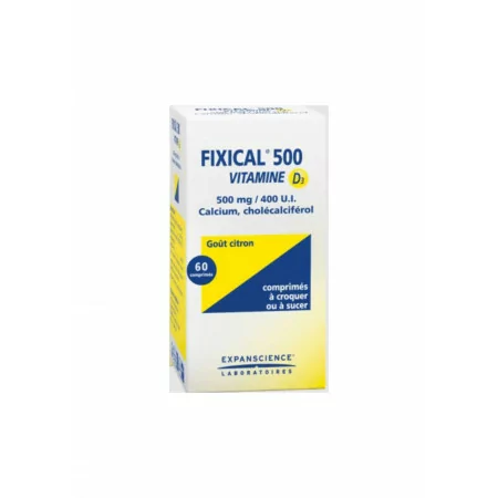 Fixical 500 Vitamine D3 500mg/400UI Goût Citron 60 comprimés - Univers Pharmacie