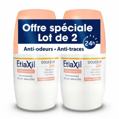 Etiaxil Déodorant Douceur 24h Roll-on 2X50ml - Univers Pharmacie