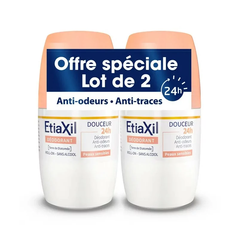 Etiaxil Déodorant Douceur 24h Roll-on 2X50ml - Univers Pharmacie