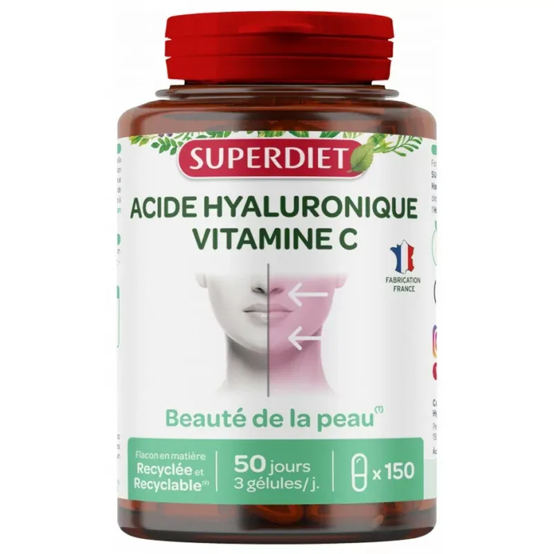 Superdiet Acide Hyaluronique Vitamine C 150 gélules - Univers Pharmacie
