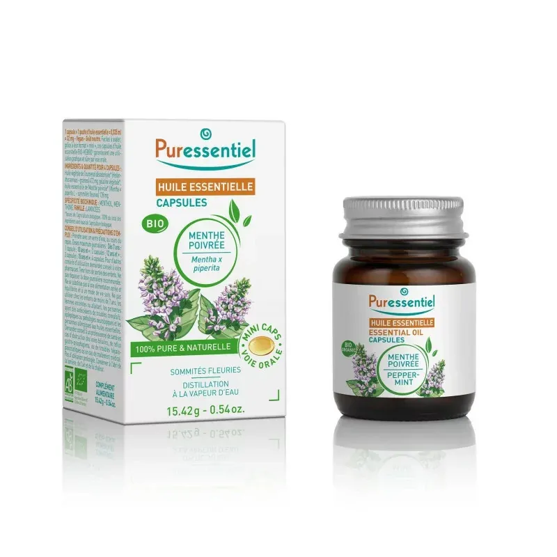 Puressentiel Capsules Huile Essentielle Menthe Poivrée Bio X60 - Univers Pharmacie