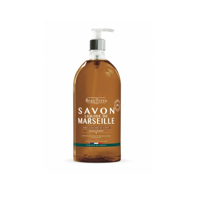 BeauTerra Savon Liquide de Marseille Beurre de Karité 1L - Univers Pharmacie