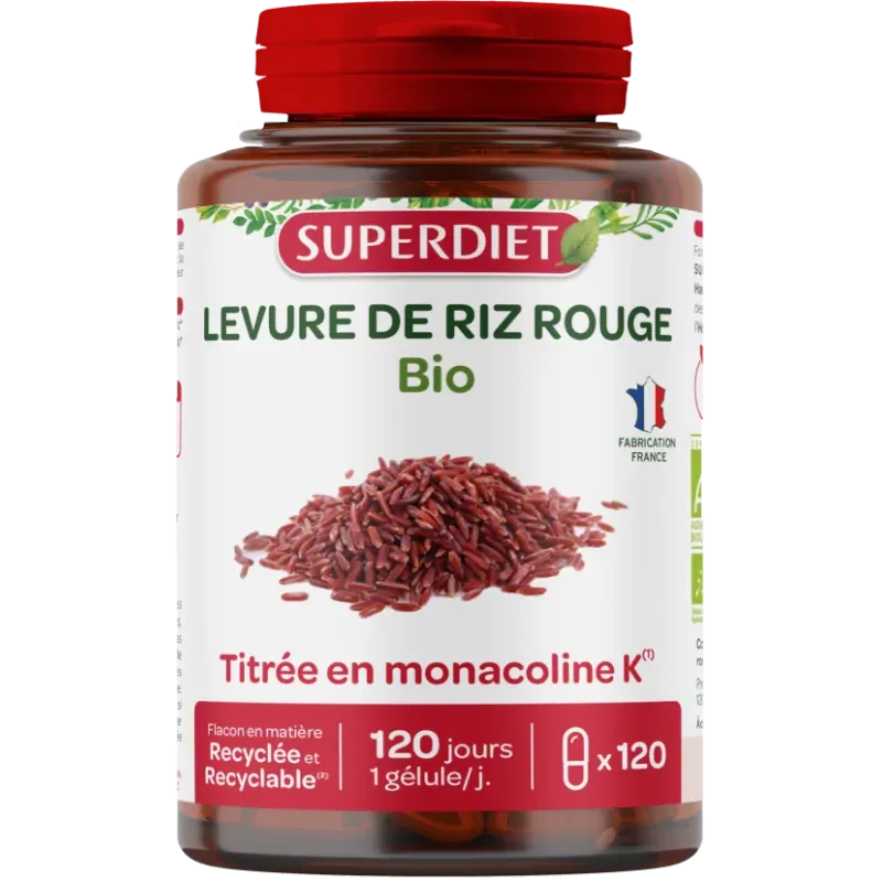 Superdiet Levure de Riz Rouge Bio 120 gélules - Univers Pharmacie