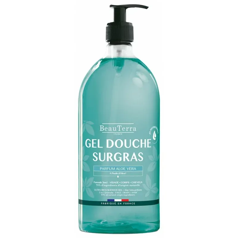 BeauTerra Gel Douche Surgras Aloe Vera 1L - Univers Pharmacie