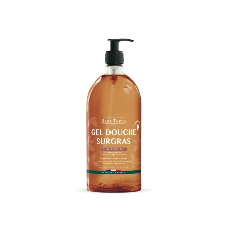 BeauTerra Gel Douche Surgras Bois de Santal 1L - Univers Pharmacie