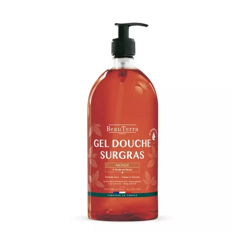 BeauTerra Gel Douche Surgras Monoï 1L - Univers Pharmacie