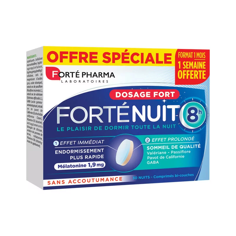 Forté Pharma Forténuit 8H 30 comprimés bi-couches - Univers Pharmacie