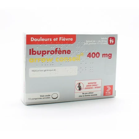 Ibuprofène 400mg Arrow Conseil 15 comprimés - Univers Pharmacie